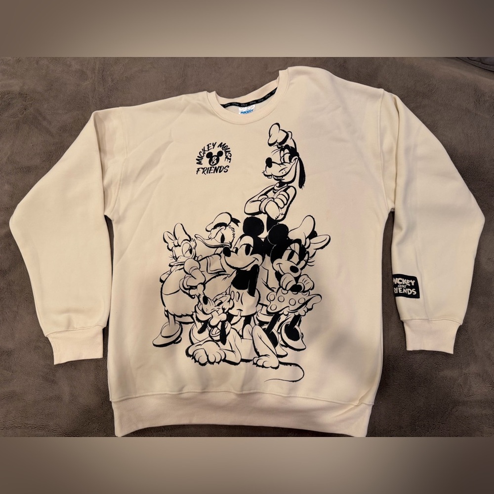 Disney Cream Crewneck Sweater with Cartoon Design